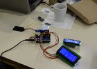 2012-09-08-0853-46  Werkgroep Kunstmanen meeting - the Arduino modules showing atmospheric parameters.