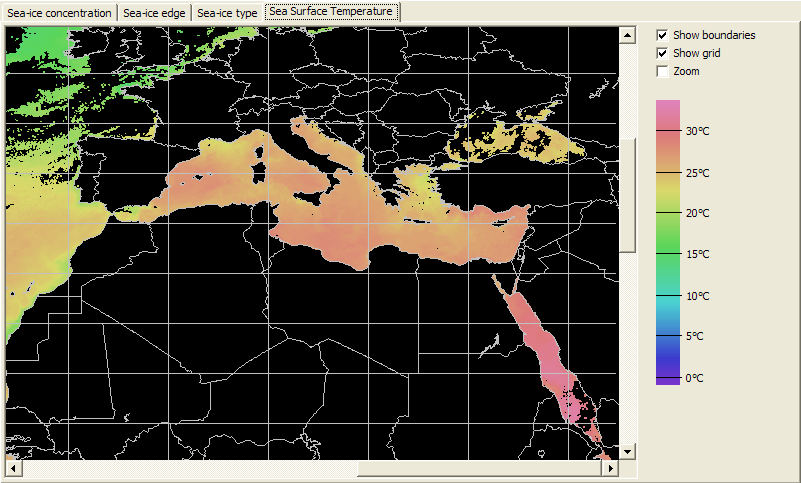 Sea-surface temperature sample screen-shot