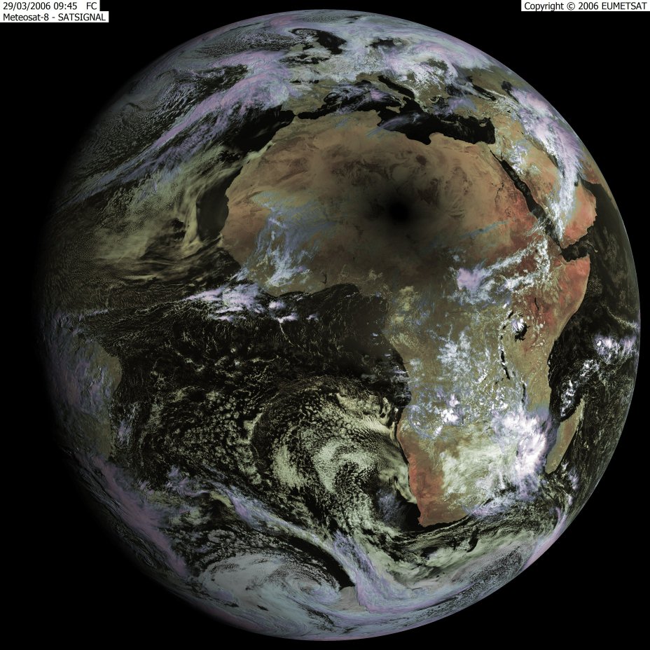 False-colour Meteosat-8 image made with GeoSatSignal